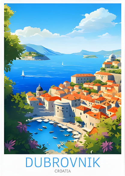 Old Port of Dubrovnik | Coastal Landscape | Croatia Travel Art