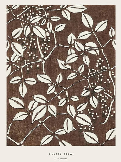 Bijutsu Sekai | Leaf Pattern | Ukiyo-e Style Poster | Japanese Art Print | Wall Decor