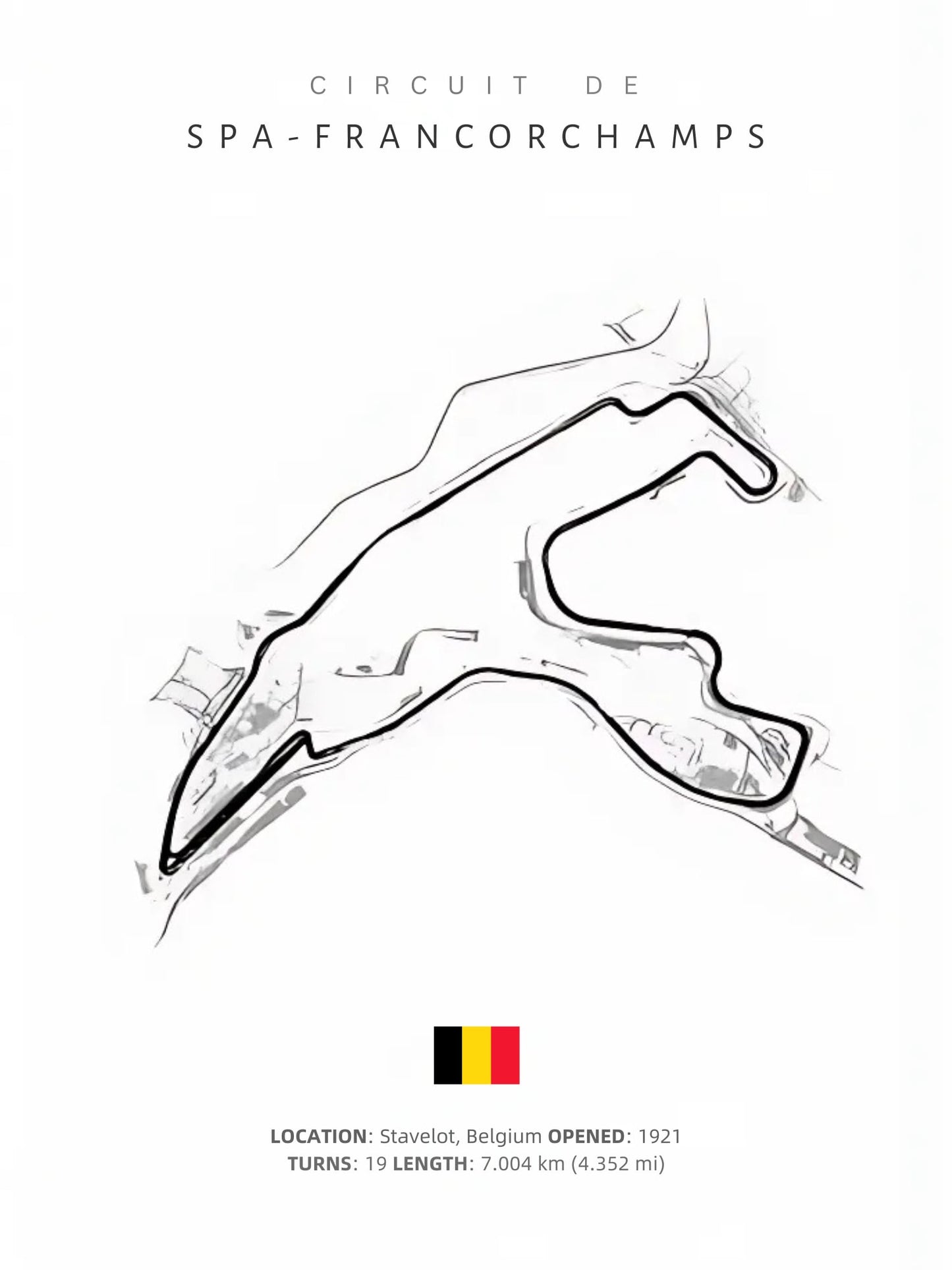 F1 Circuit Track Layout Poster | Spa-Francorchamps | Formula 1 Racing Decor | Motorsport Wall Art | Home & Garden Decor