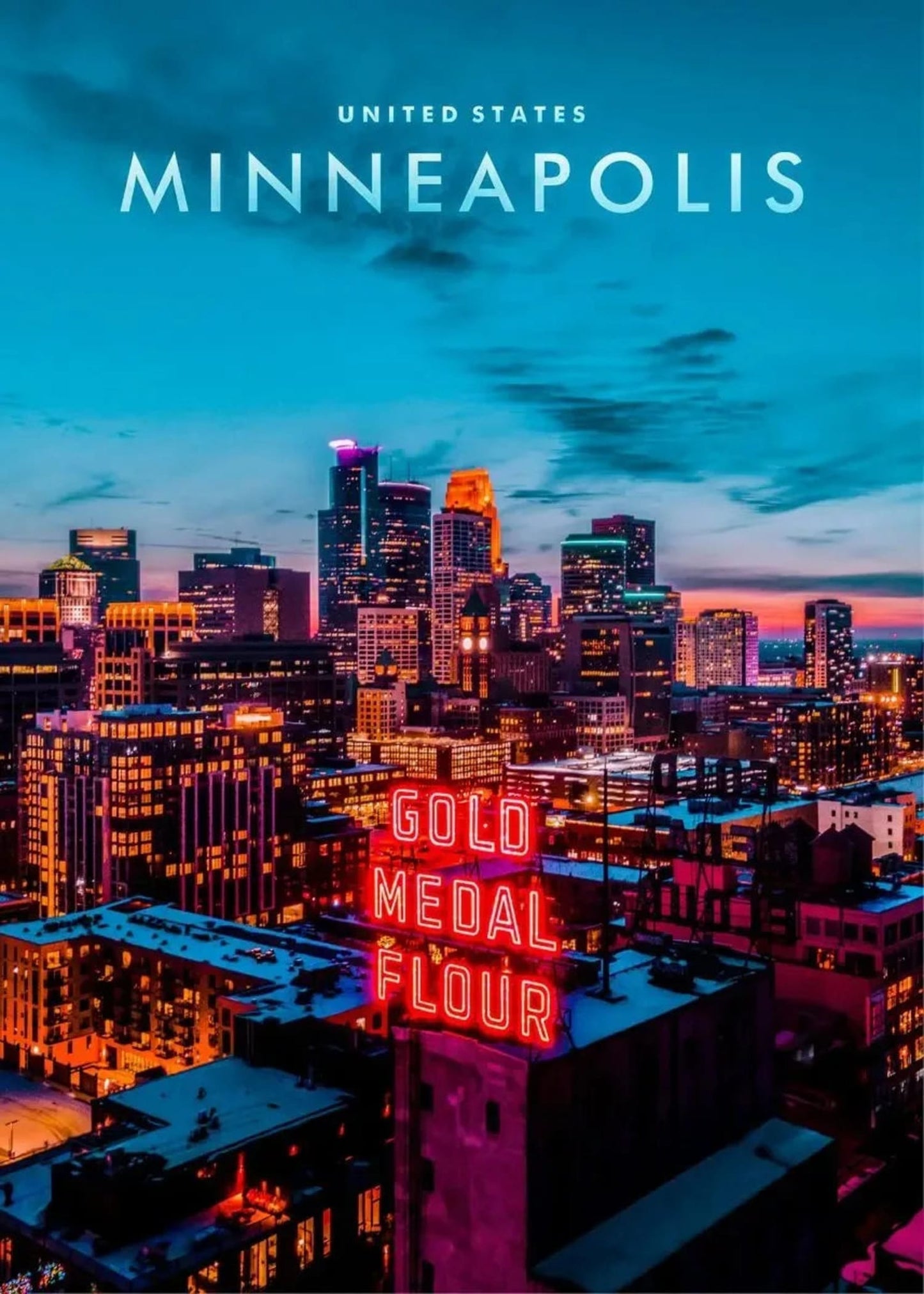 Minneapolis Skyline Poster | United States City Views | Vibrant Urban Landscape | Home Decor Artwork