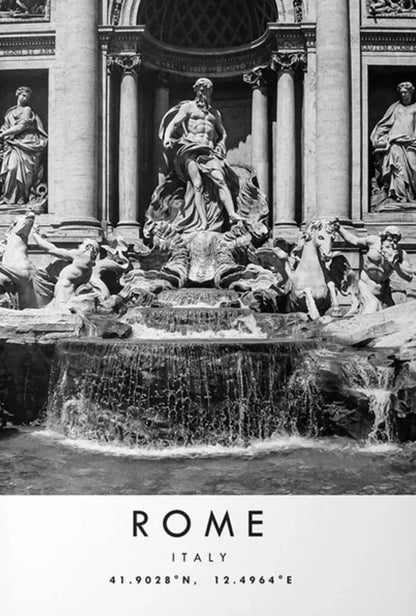Trevi Fountain Poster | Scenic Rome Landmark | Italy Wall Art Decor | Captivating Charm of Rome