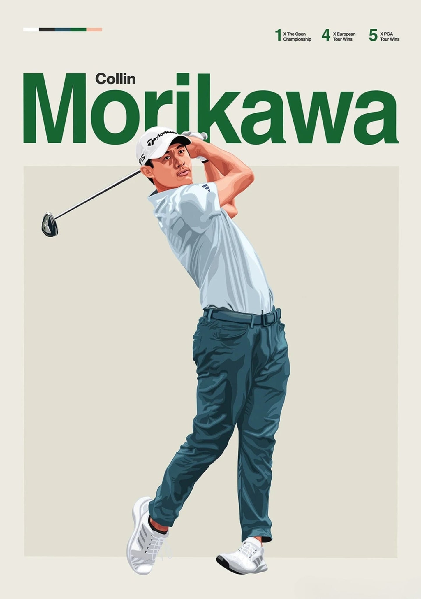 Collin Morikawa Poster | Celebrate Golf Legends | Dynamic Art of Iconic Players | Skill, Passion & Legacy on the Green Decor