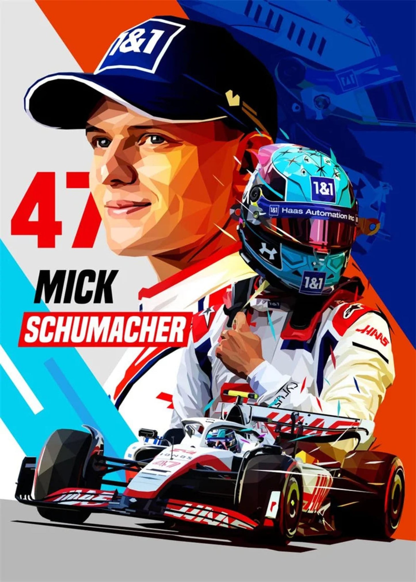 F1 Legend Mick Schumacher Poster | Racer Helmet Design | Formula 1 Art Print | Home Wall Decor