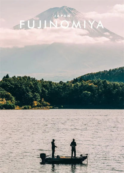 Lake Motosu Fishing | Fujinomiya | Peaceful Lake Fishing Scenes | Outdoor Japanese Scenery | Japanese Architecture Posters
