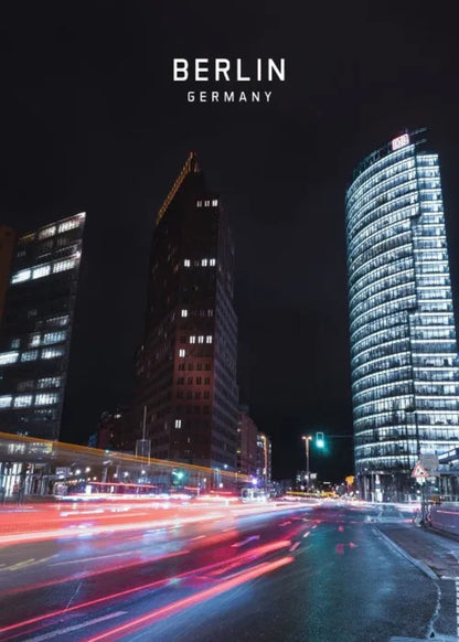 Berlin Cityscape at Night | Beautiful European Cities Poster | Germany Skyline Art Print