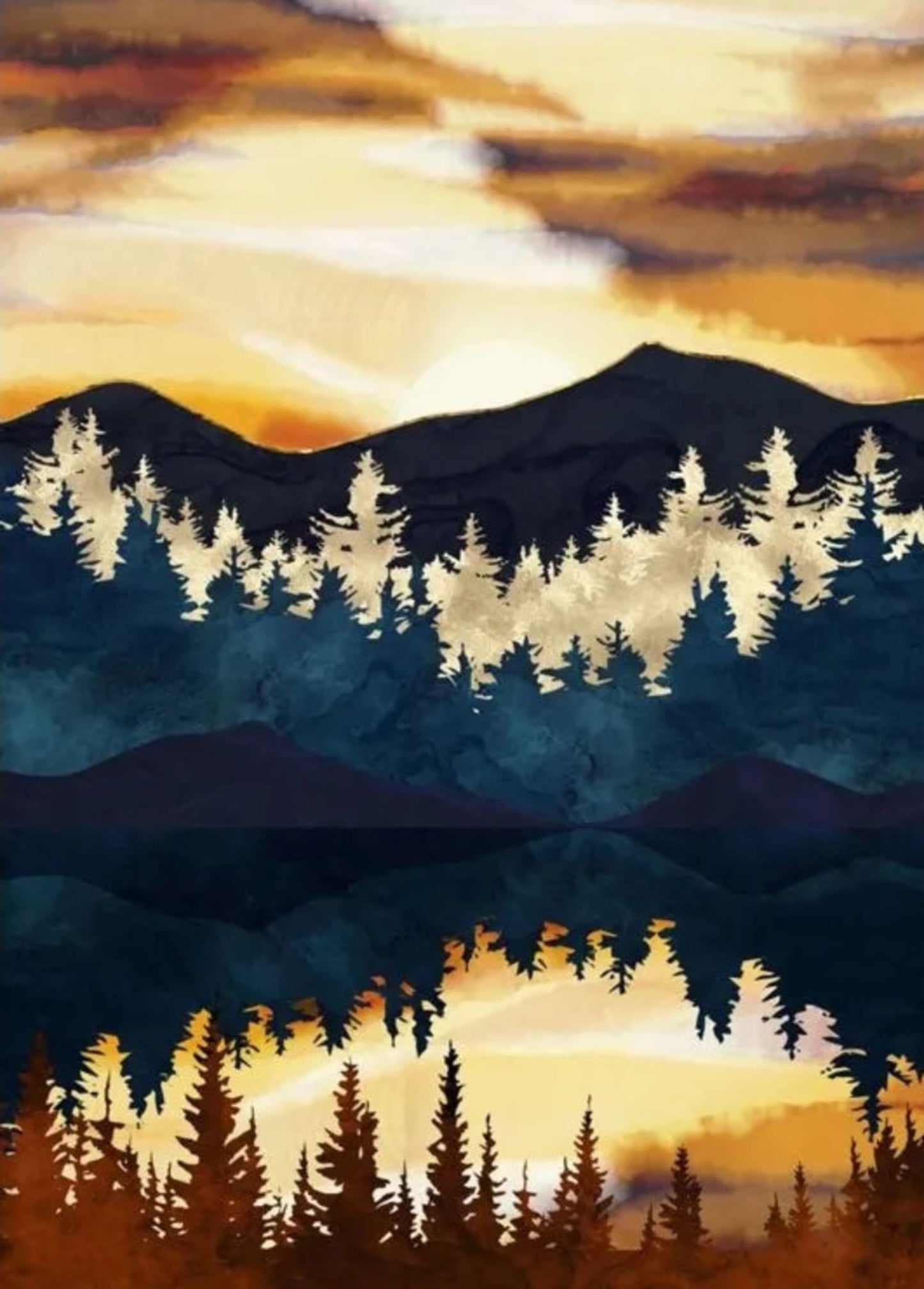 Golden Mountain Abstract Landscape