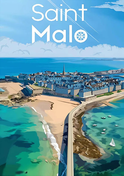 Saint Malo | Celebrating the Beauty of French Coastal Towns | Coastal French Poster | Home Decor Artwork | Scenic Wall Art Decor
