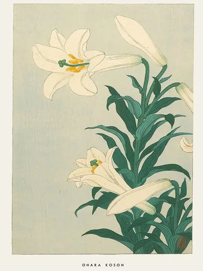 Ohara Koson | Japanese Ukiyo-e | Lilies Artwork