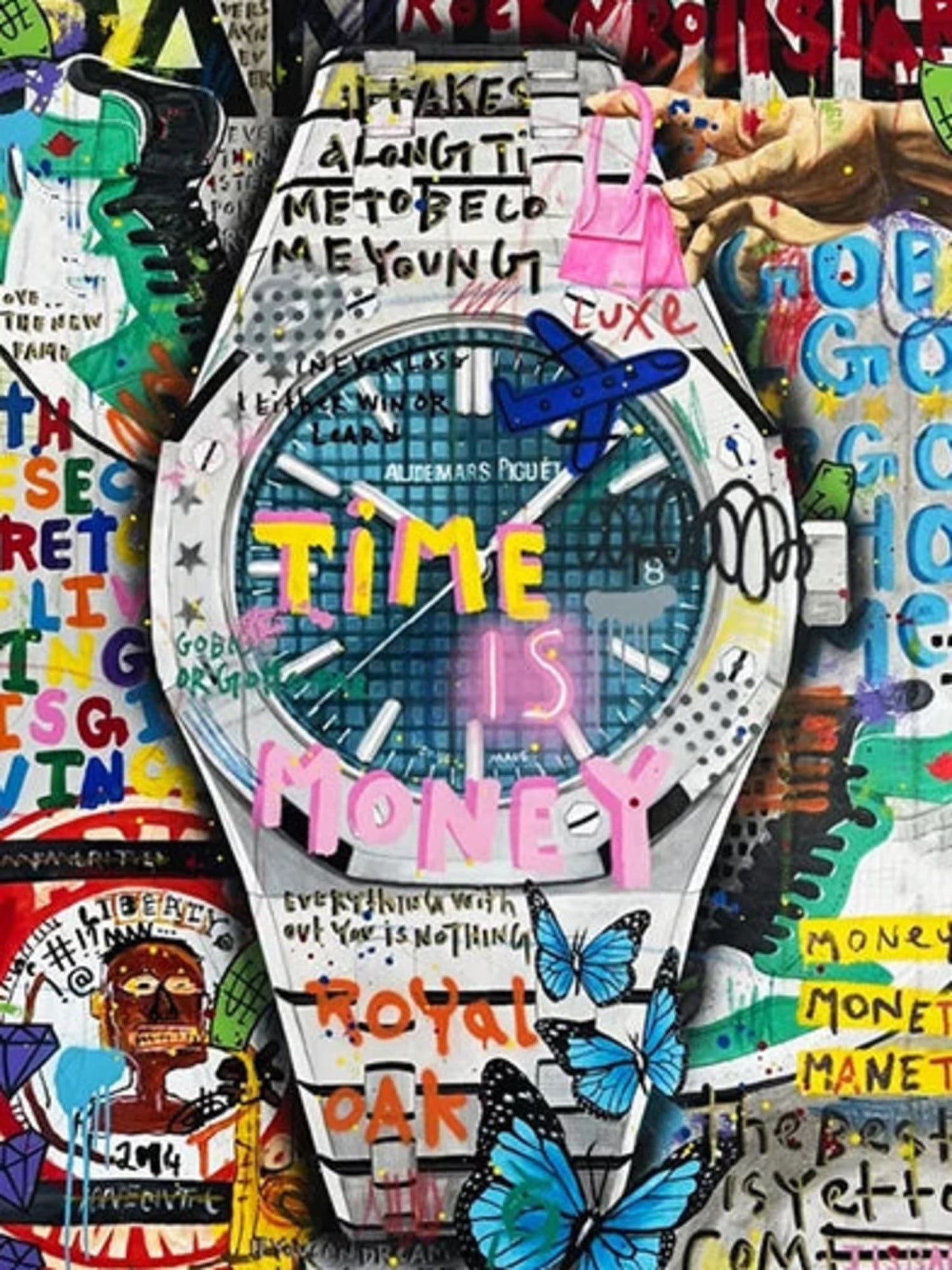 Graffiti Art Poster | Audemars Piguet Design | Colorful Timepiece Artwork | Modern Wall Decor