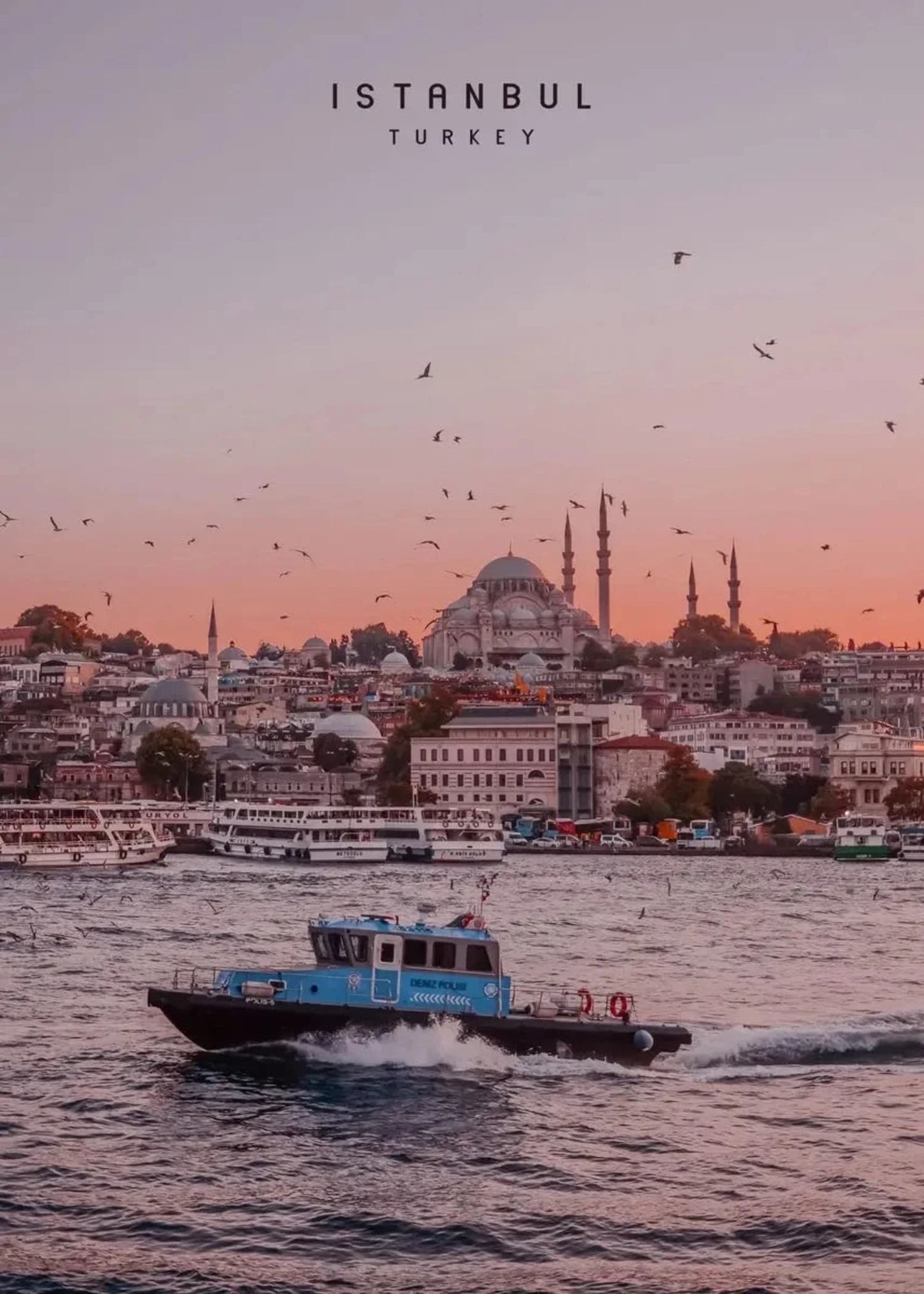 Sunset on the Golden Horn | Istanbul Poster | Constantinople Skyline | Turkey Evening Glow | Historic Waterfront View | Turkish Cityscape