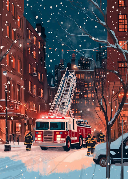 City Nightscape | Heroic Firefighters | Urban Art