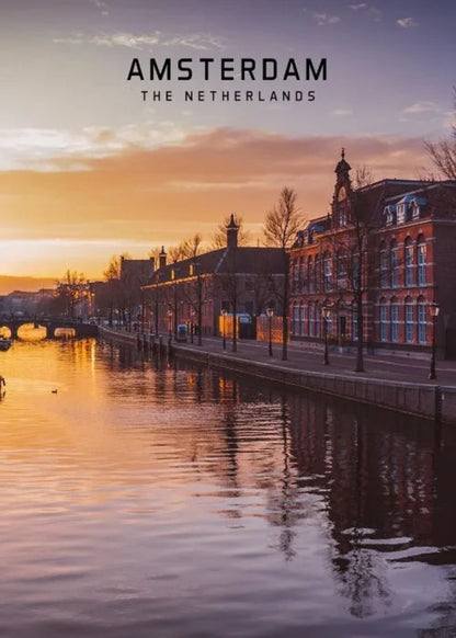 Amsterdam Sunset Poster | The Netherlands | Beautiful European Cities | Home Decor Artwork