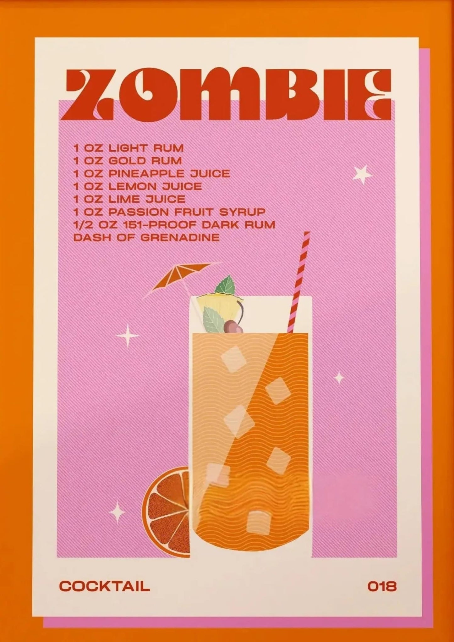 Vintage Zombie Cocktail | Retro Drink Illustration