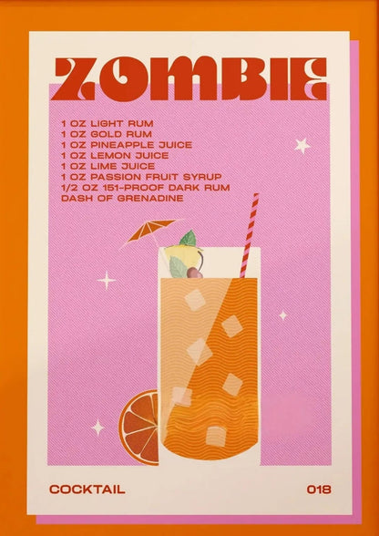 Vintage Zombie Cocktail | Retro Drink Illustration