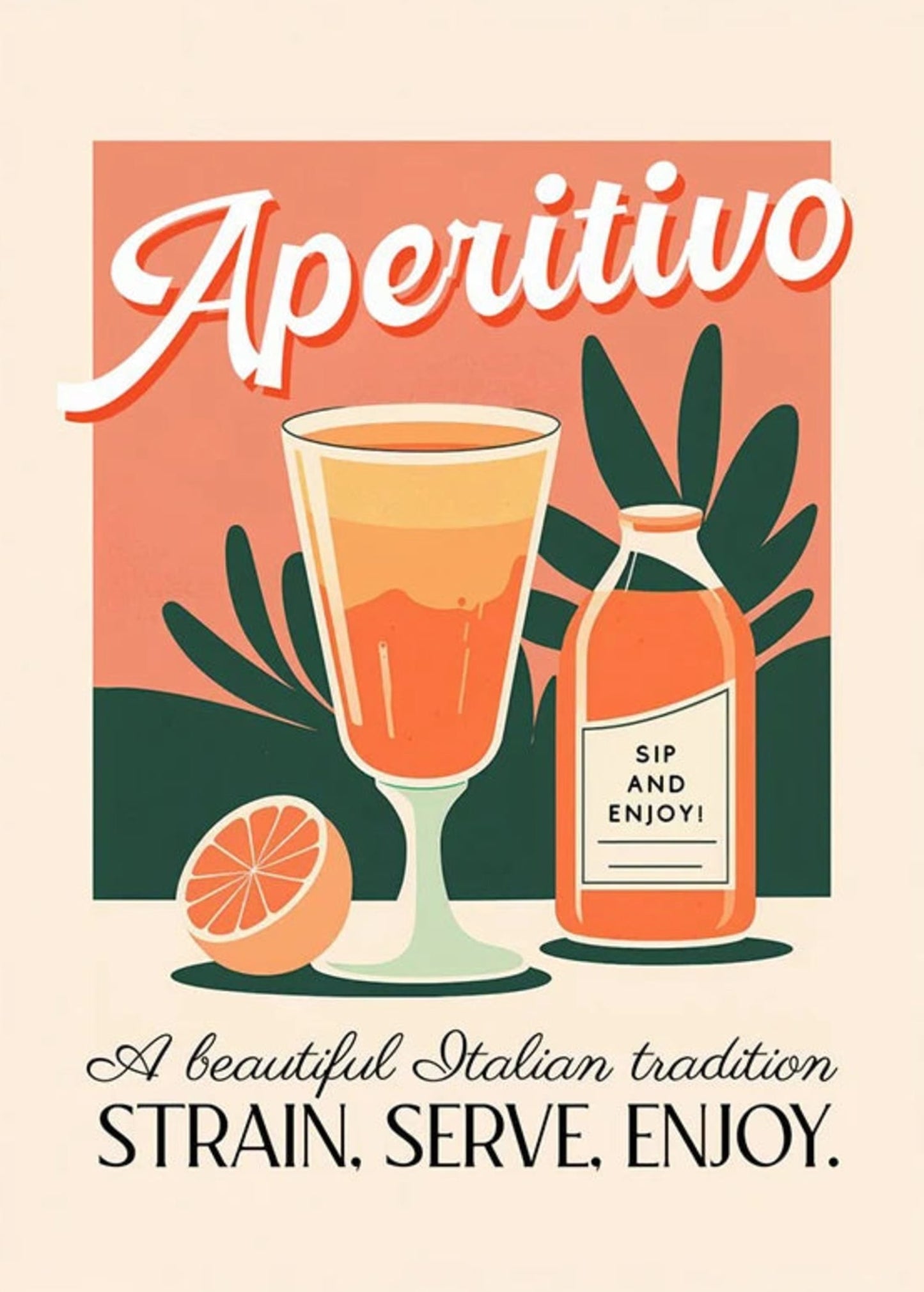Cocktail Party Drink Art | Vintage Aperitivo Bar Poster | Retro Beverage Wall Decor | Elegant Drink Illustration Art Print
