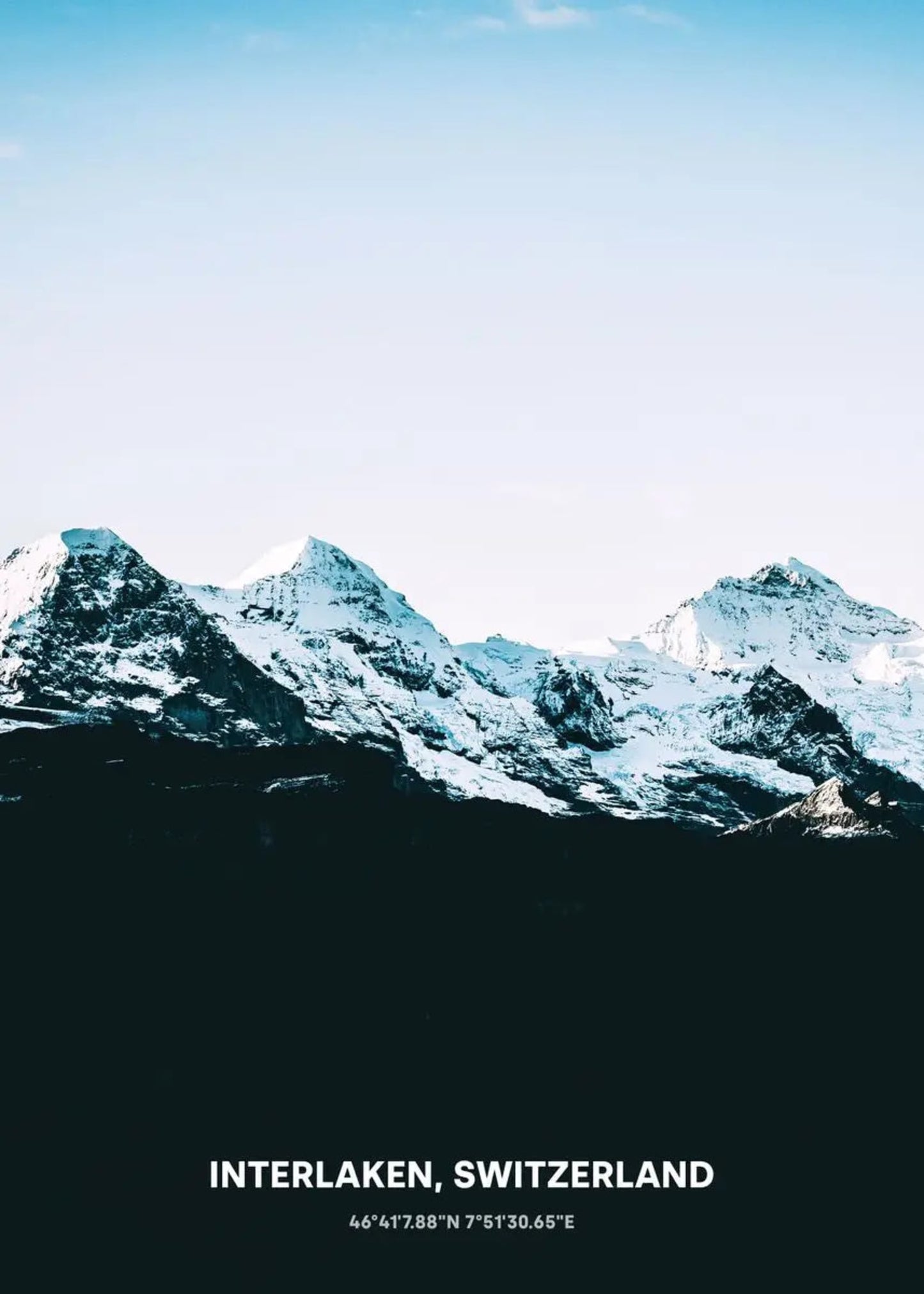 Rugged Mountain Ranges Poster | Interlaken Scenic View | Switzerland Winter Landscape Art | Home Decor Wall Art