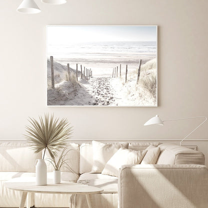 Poster | Scenic Beach Path | Ocean Landscape | Wall Art for Home & Garden Decor | Artwork Print | Serene Coastal Scene