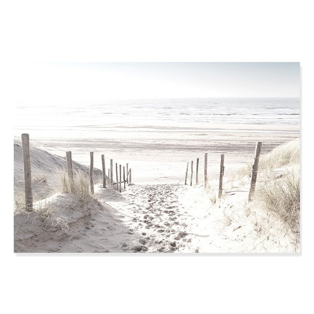 Poster | Scenic Beach Path | Ocean Landscape | Wall Art for Home & Garden Decor | Artwork Print | Serene Coastal Scene