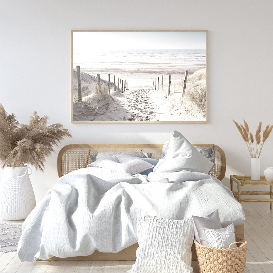 Poster | Scenic Beach Path | Ocean Landscape | Wall Art for Home & Garden Decor | Artwork Print | Serene Coastal Scene