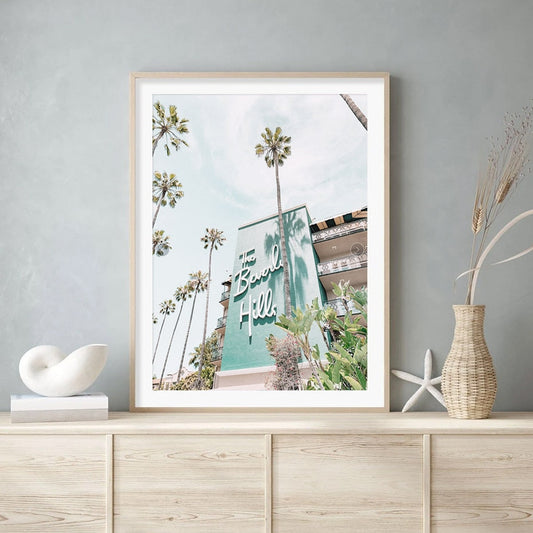 The Beverly Hills Hotel | Artistic Print | Iconic Landmark Wall Art | Elegant Home Decor Poster
