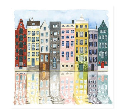 Amsterdam Canal Scene | Watercolor Art | Poster Wall Decor | Cityscape Artwork | Home Decor | Urban Landscape | Art Print