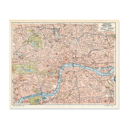 Vintage City Maps | Wall Art Poster | Urban Design | Home Decor | Retro Cartography Print