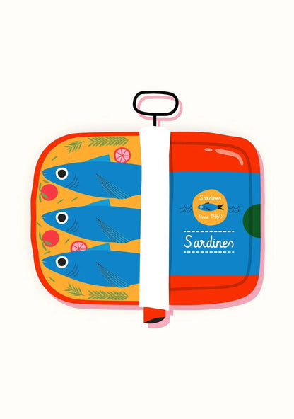 Sardines Poster | Vintage 1960 Culinary Illustration | Home Decor Wall Art | Kitchen Print