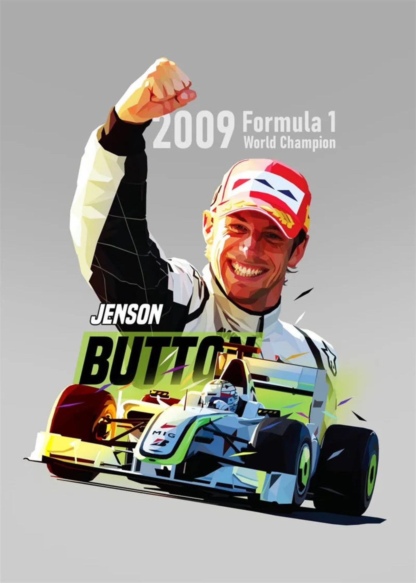 F1 Racing Legend Jenson Button | Formula 1 Racer Helmet Art | Decor Poster