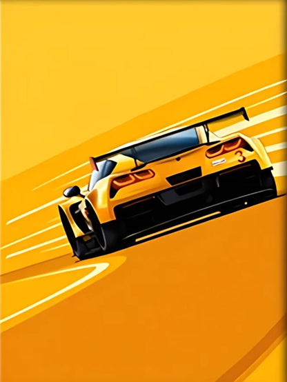 Modern Racing Poster | Vintage Racing Style | Le Mans | Corvette C8.R Art Print