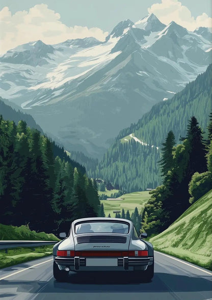 Vintage Porsche | Alpine Drive Retro Scene