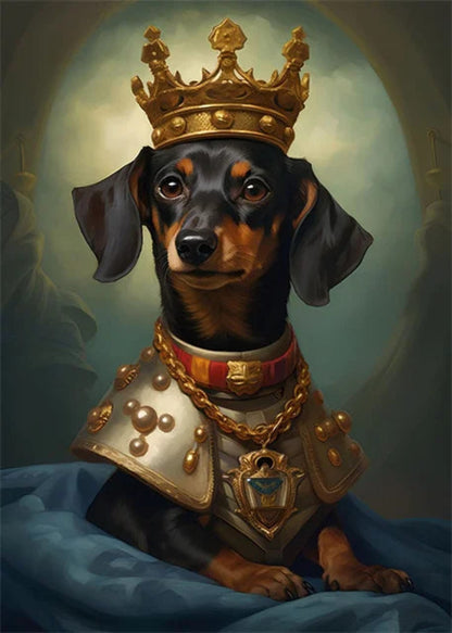 Dachshund Royal Watch Poster | Loyal Guardian on the Throne | Whimsical Home Decor | Dog Art Print