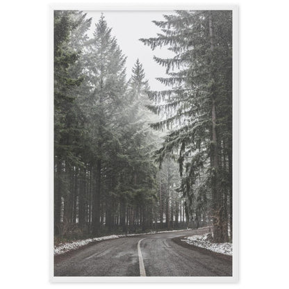 Winter Mountain Road Poster | Scenic Landscape Art | Home Decor | Winter Wonderland | Wall Art | Nature-Inspired Decor | Mountain View | Travel Inspired | Premium Quality Print