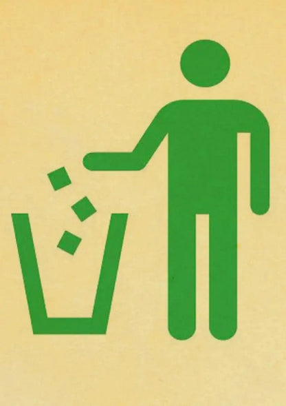 Vintage Garbage Can Warning Sign | Industrial Danger Art