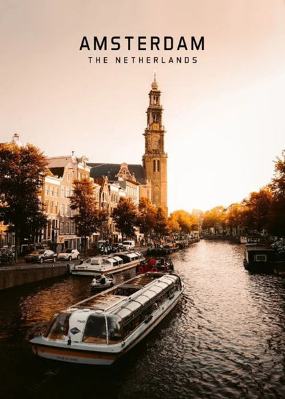 Amsterdam Poster | The Netherlands Cityscape | European Travel Art | Home Decor | Wall Art