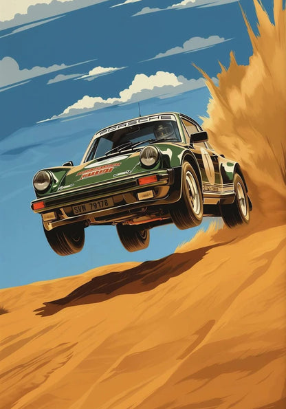 Classic Rally Car | High-Speed Desert Jump