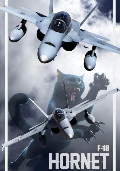 Aviation Art Poster | F-18 Hornet Fighter Jets | Dramatic Sky Scene | Panther Detail | Poster Print