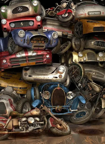 Retro Car & Motorcycle Collage | Classic Icons