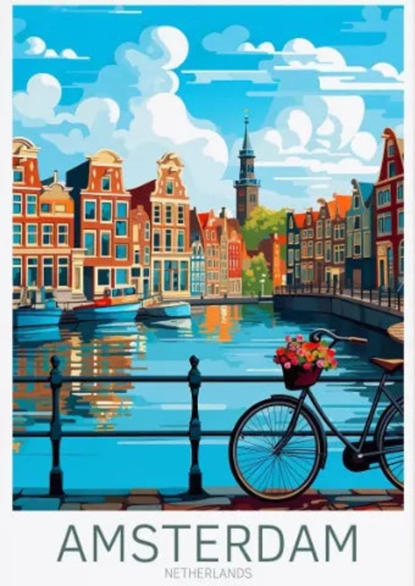 Iconic Amsterdam Poster | Summer Beauty | The Netherlands Cityscape Art | Home Decor | Travel Photography Print