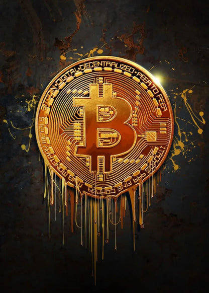 Bitcoin Gold Drip Poster  Digital Currency Art, Crypto Wall Decor | Home Decor | Decoration Poster