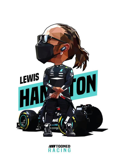 Cartoon Lewis Hamilton Helmet | F1 Racing Art