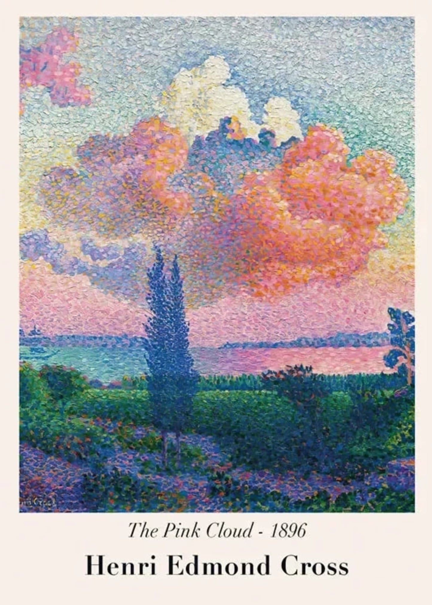 Henri Edmond Cross | The Pink Cloud 1896 | Impressionist Art Print | Decorative Wall Poster | Vintage Style Decor | Fine Art Poster | Home & Garden Décor