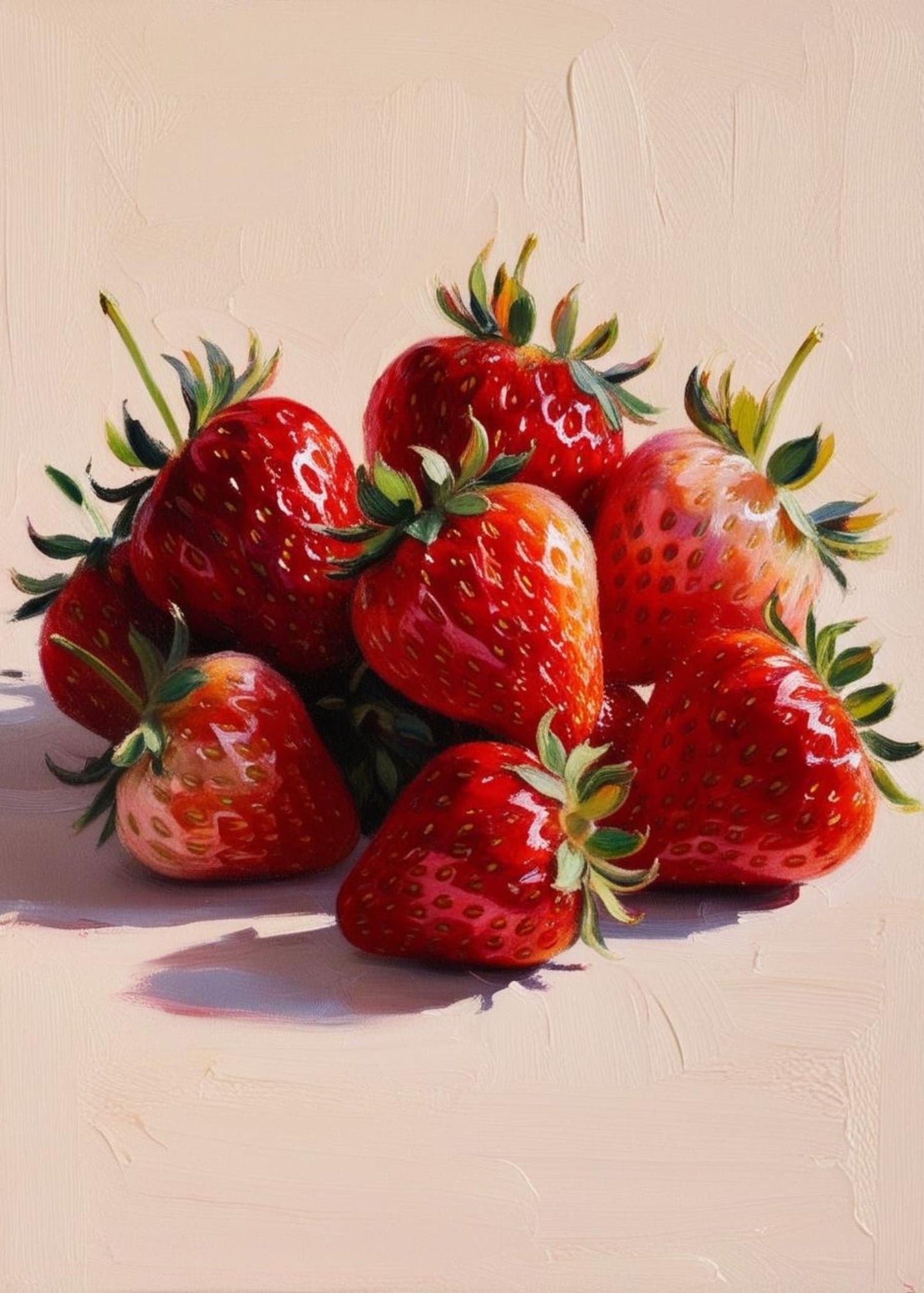 Strawberry Art | Botanical-Style | Vibrant Red