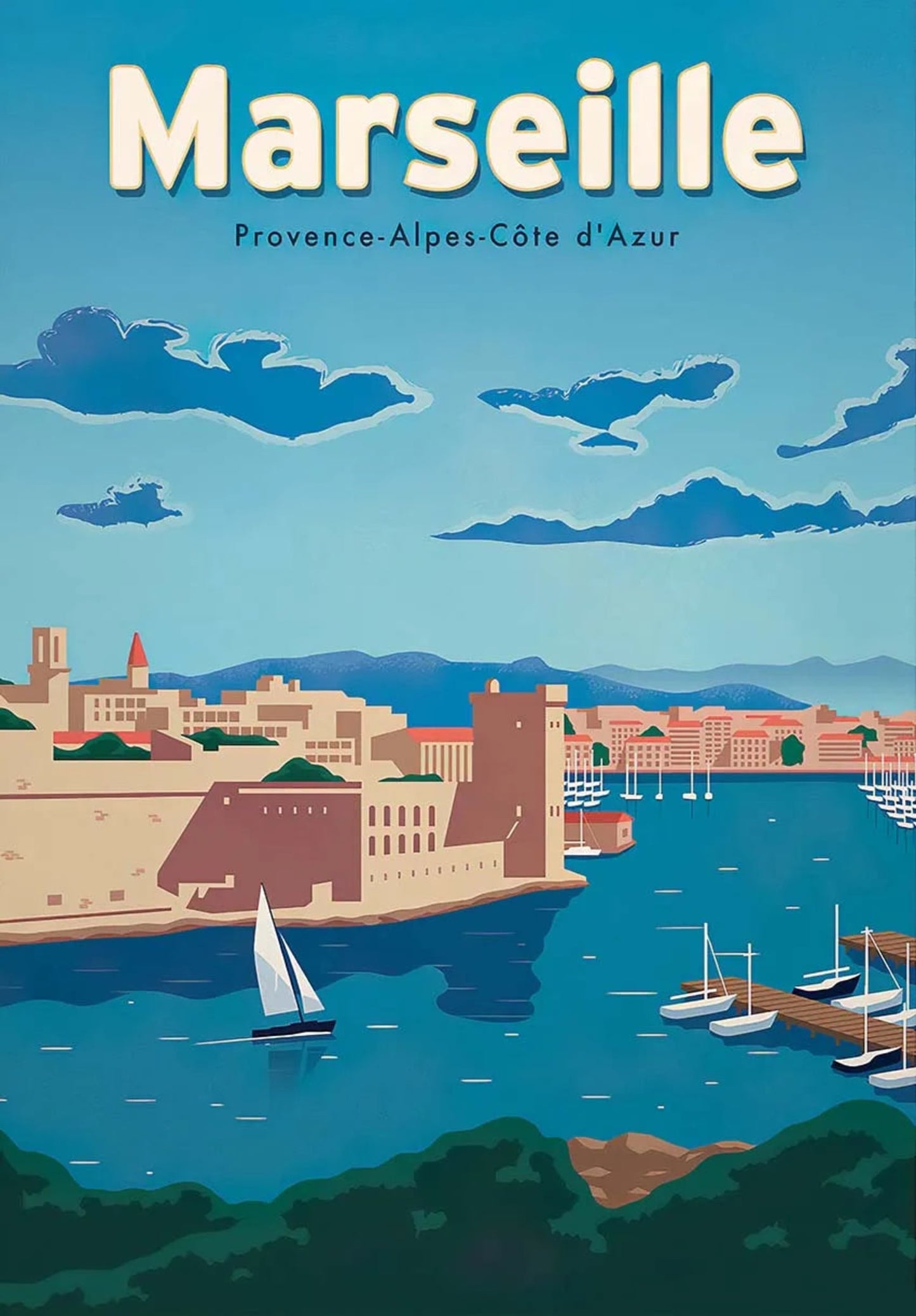 Marseille | French Riviera Cityscape | Captivating Urban Landscape Art | Wall Decor Poster