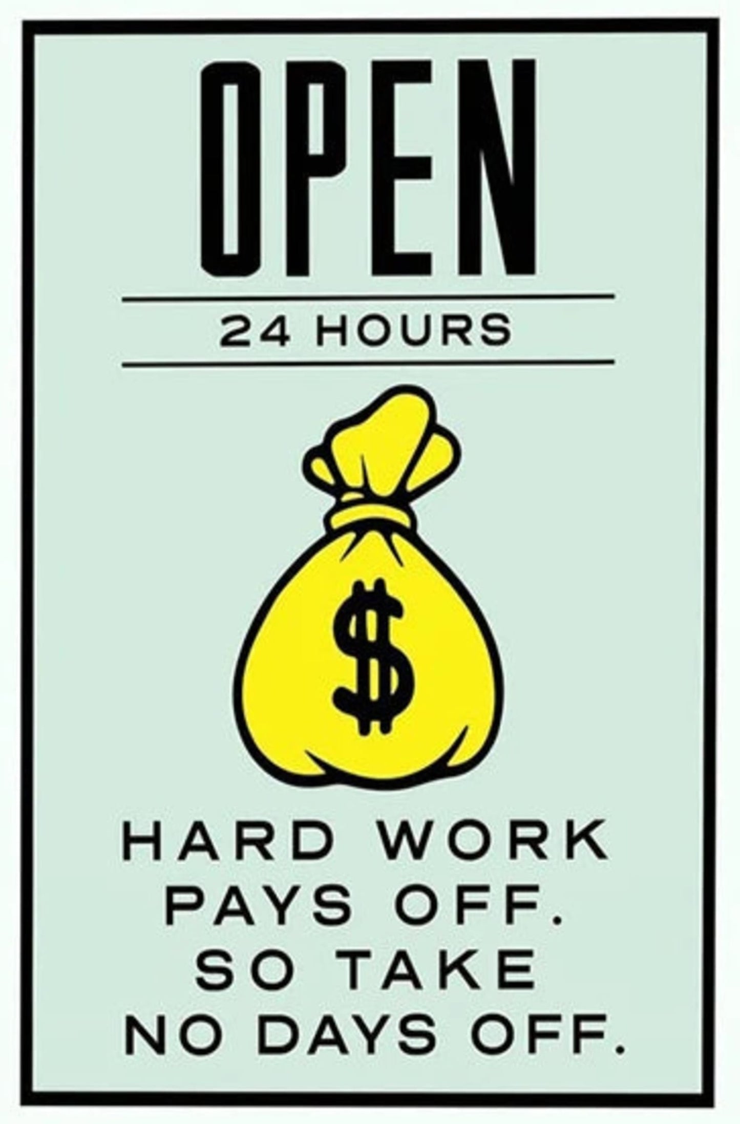 Monopoly Open 24 Hours Poster | Classic Board Game Art | Vintage Style Wall Decor | Unique Artwork for Game Rooms | Perfect Gift for Gamers | Collector's Edition Reproduction